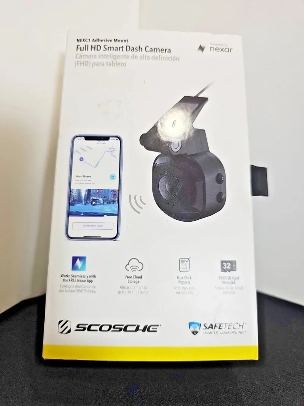 NEXC1 Smart Dash Cam Smart Dash Cam Powered by Nexar with Adhesive Base